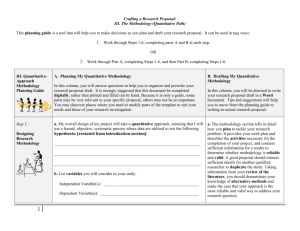 Crafting the Proposal: III. The Methodology (Quantitative)