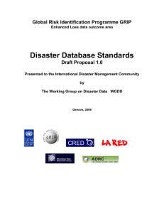 Disaster Database Standards Draft Proposal 1.0