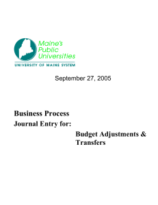 Journal Entry for Budget Adjustments and Transfers