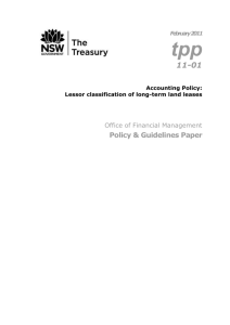 Tsy Policy Paper TPP 11-1 Accounting Policy: Lessor classification