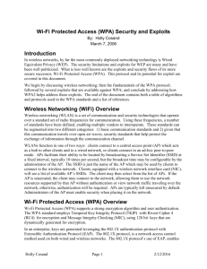 WPA Security and Exploits