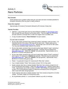 Nano Particles Teacher Guide - University of Rochester Medical