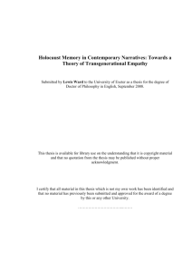 Holocaust Memory in Contemporary Narratives: Towards a Theory