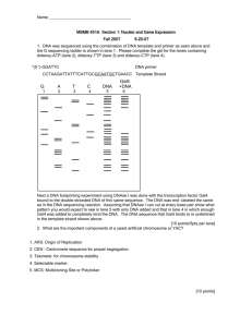 MBMB 451A Section 1: Nucleic and Gene Expression