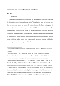 Humanitarian Intervention: Legality, Justice and Legitimacy