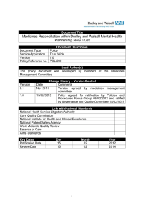 Policy: Medicines Reconciliation on Admission to Hospital