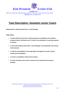 Task Description: Assistant Junior Coach
