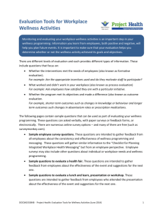 Evaluation Tools for Workplace Wellness Activities