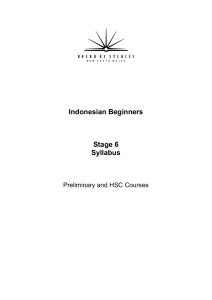 Indonesian Beginners Stage 6 Syllabus