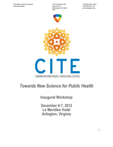 Towards New Science for Public Health Inaugural Workshop