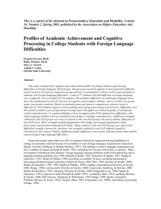 Profiles of Academic Achievement and Cognitive Processing in