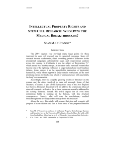 intellectual property rights and stem cell research