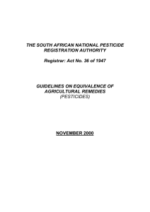 Guidelines on equivalence of agricultural remedies