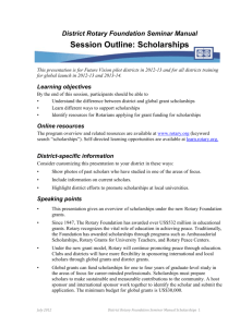 Session Outline: Scholarships