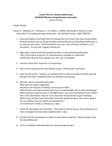 Lesson Plan for Literacy Study Group