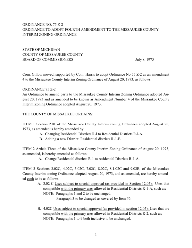 ordinance no. 75 z2