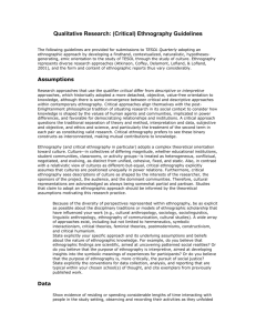 Qualitative Research: (Critical) Ethnography - research