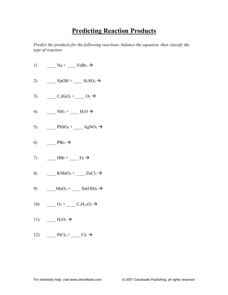 predicting-reaction-products-worksheet
