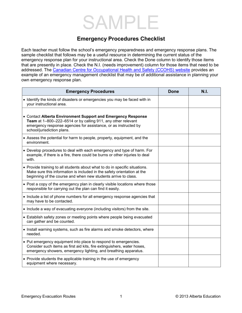 emergency-procedures-checklist