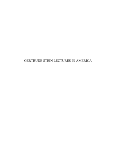 gertrude stein lectures in america