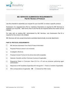 IBC Services SUBMISSION REQUIREMENTS Part B: Review of