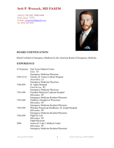 CV of Seth P. Womack, MD FAAEM