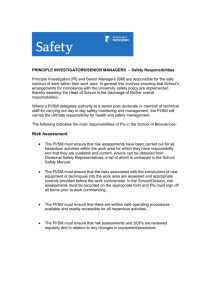 PRINCIPLE INVESTIGATORS – Safety Responsibilities