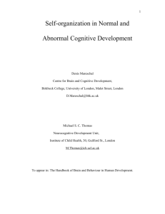 Self-organization in Normal and Abnormal Cognitive Development