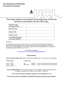 UCL Philosophy Dept Courseword Coversheet