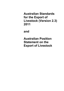 Australian Standards for the Export of Livestock