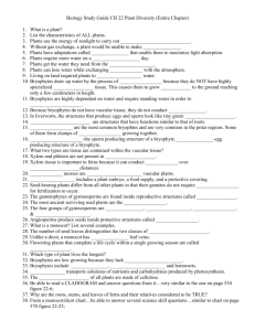Biology Study Guide CH 22 Plant Diversity (Entire Chapter)