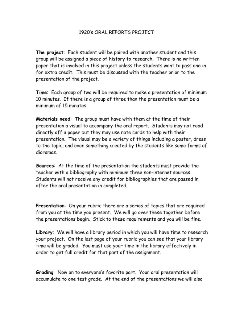 20 Oral Reports