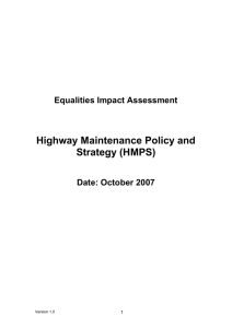 Highway Maintenance Policy and Strategy