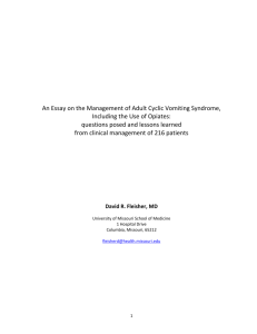 Problems In The Management of Cyclic Vomiting Syndrome in
