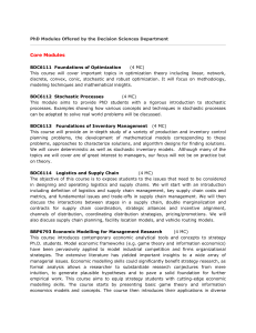 PhD Modules Offered by the Decision Sciences Department Core