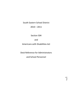 South Eastern School District 2010 – 2011 Section 504 and