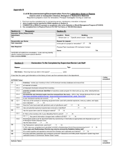 Appendix B U of M Decommissioning/Decontamination Form for