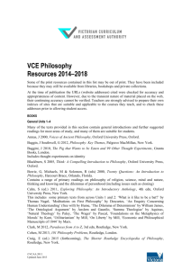 VCE Philosophy Resources 2014-2018