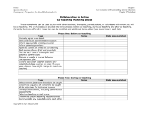 Co-teaching Planning Sheet