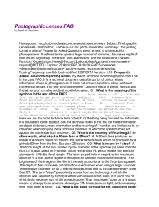 Photographic Lenses FAQ by David M. Jacobson Newsgroups: rec