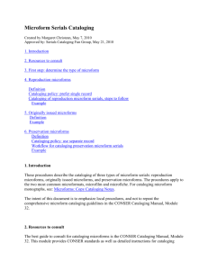 Microform Serials Cataloging