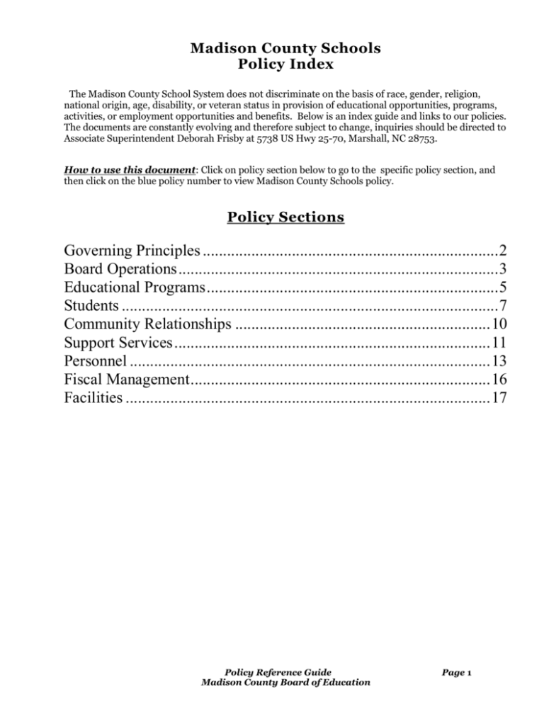 MCS BOE Policies Madison County Public Schools