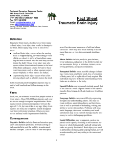 Traumatic Brain Injury - Redwood Caregiver Resource Center