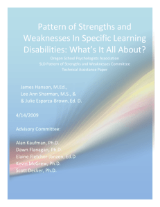 Pattern of Strengths and Weaknesses In Specific Learning