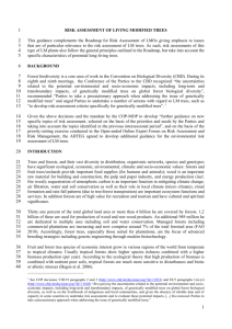 Risk assessment of living modified trees