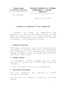 Guidance document No.316 dated 2nd May 2003 on Lending to