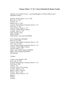 Thomas Mabry Cain & Elizabeth B. Hooker Family Group Sheet[1]