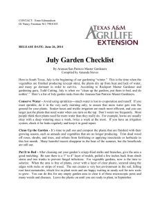 July 2014 July Garden Checklist, compiled by Amanda Steves