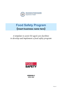 Food Safety Program - A template to assist SA aged
