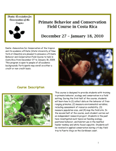 Primate Behavior and Conservation Field Course in Costa Rica